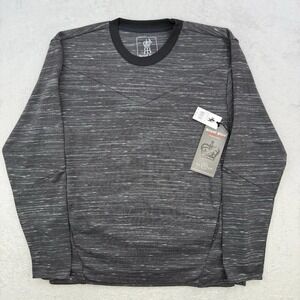 Royal Blue Shirt Mens Long Sleeve T-Shirt Charcoal Marled Zippers‎ Tee Large